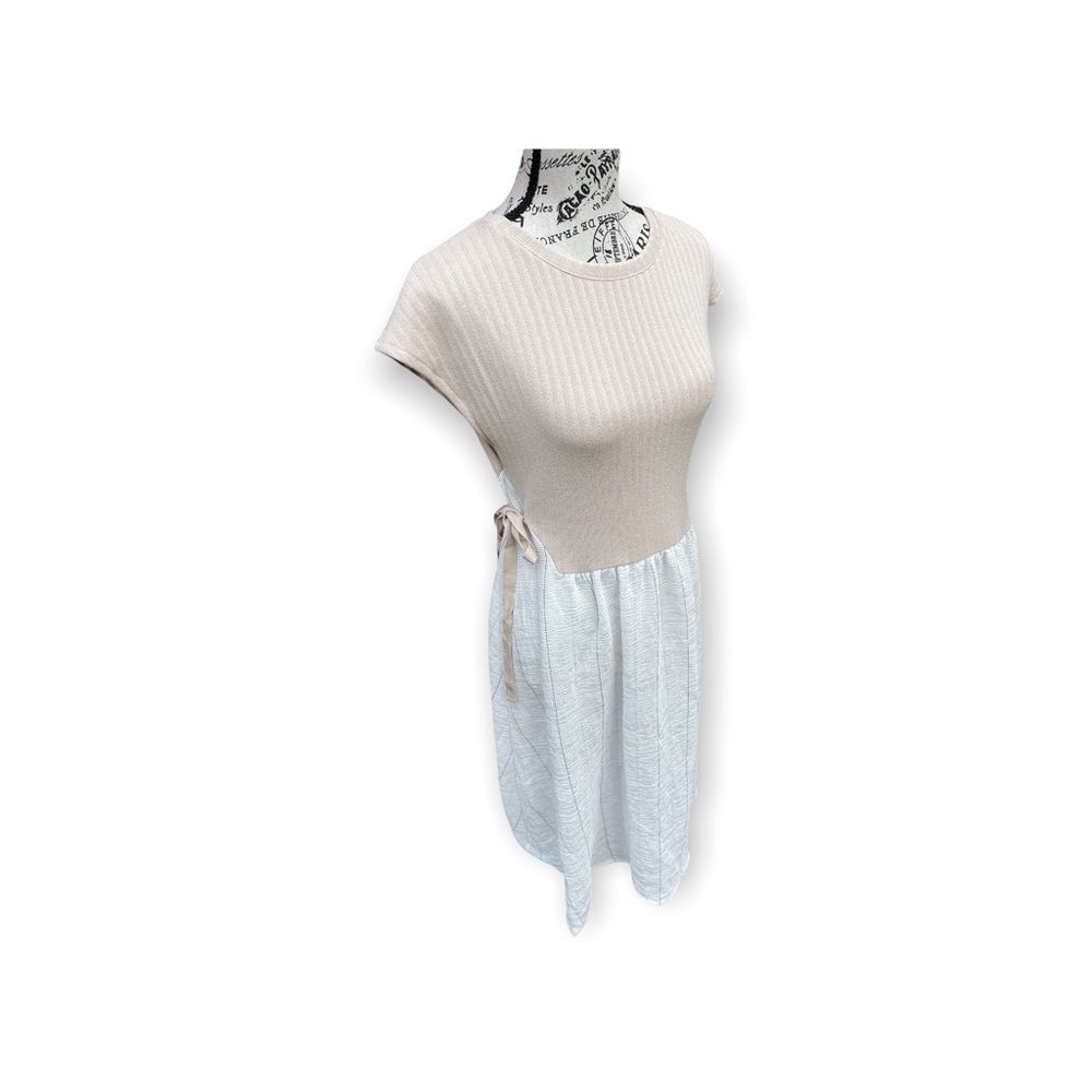 NWOT Zara tan top with white crepe like bottom dress size S - Picture 2 of 6